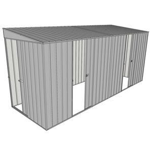 Build-a-Shed 1.5 x 4.5 x 2m Dual Single Sliding Side Door Skillion Shed - Zinc