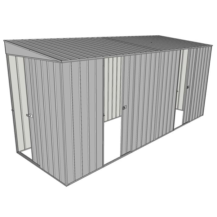 Build-a-Shed 1.5 x 4.5 x 2m Dual Single Sliding Side Door Skillion Shed - Zinc