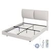 Levede Soft Headboard Floating Bed Frame LED Base Queen Beige