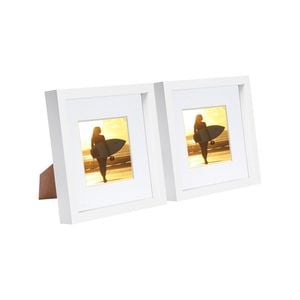 Nicola Spring 8" X 8" White 3d Box Photo Frames - 4" X 4" Mount - Pack Of 2