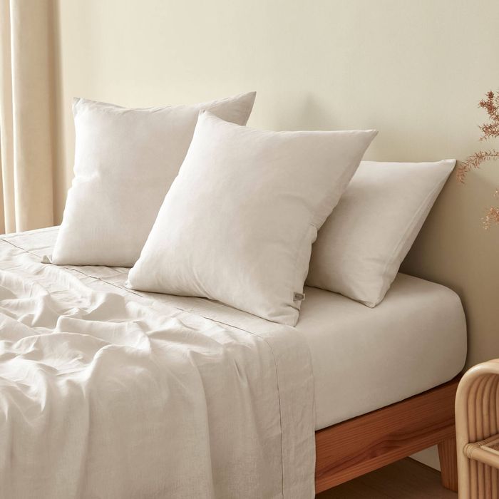 Natural Home 100% European Flax Linen Natural Euro Pillowcase Twin Pack