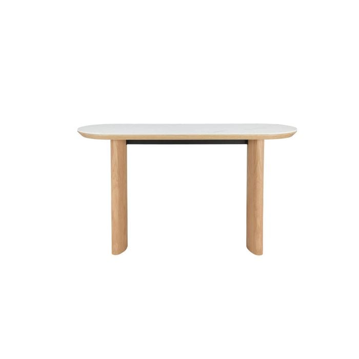 Raimon Furniture Bronya Rectangular Matte Ceramic Top Hallway Console Table Natural/White