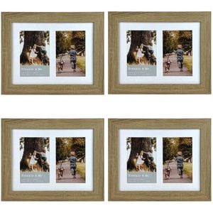 4PK Frankie & Me Wooden Collage 4x6'' Double Picture Frame Home/Office Decor Oak