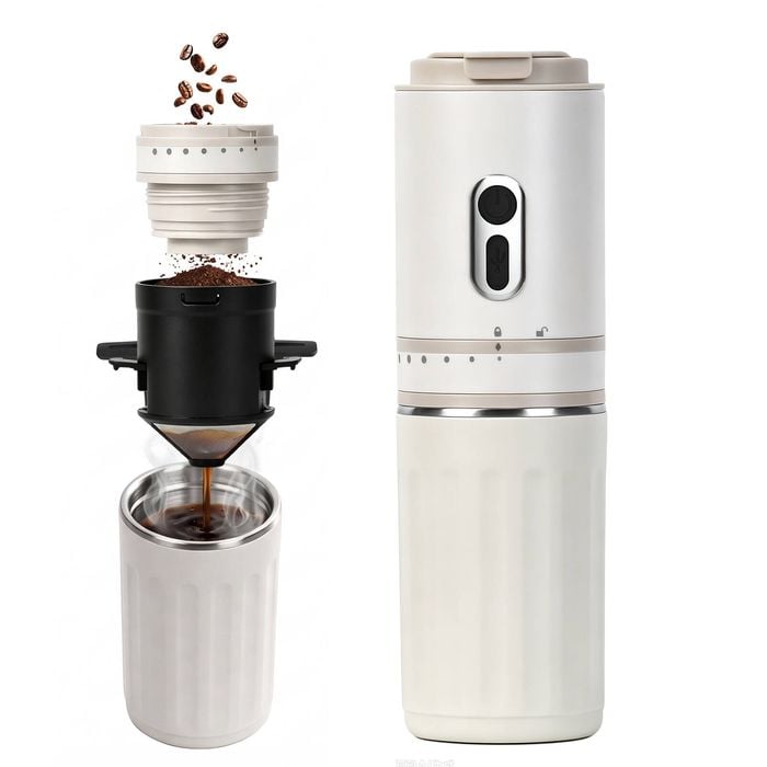 Advwin Portable Coffee Grinder & Drip Coffee Maker, Rechargeable Coffee Bean Grinder with 7 Settings