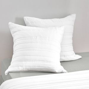 Dreamaker Superfine Washed Microfibre Stripe Quilted European Pillowcase Twin Pack White