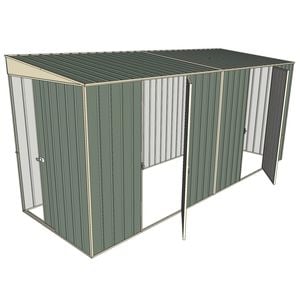 Build-a-Shed 1.5 x 4.5 x 2m Dual Single Hinged Side Door Skillion Shed - Green