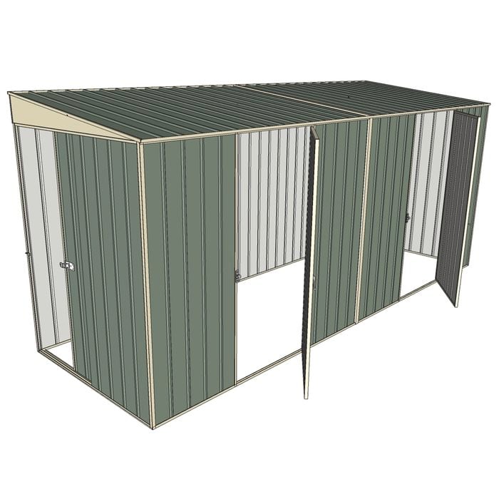Build-a-Shed 1.5 x 4.5 x 2m Dual Single Hinged Side Door Skillion Shed - Green