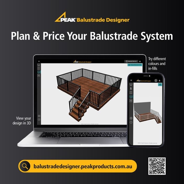 PEAK Aluminium Balustrade 1800mm Black Modular Handrail Kit