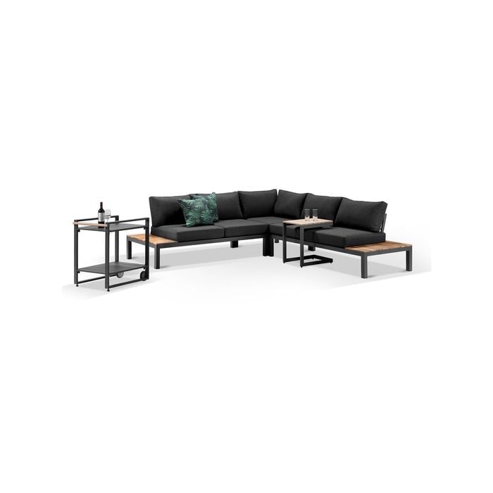 Nova Outdoor Aluminium Lounge With Bar Cart & Side Table