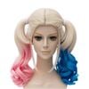Catzon Pink And Blue Wig For Women Two Ponytails For Halloween Party