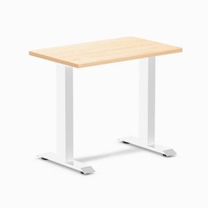 Desky Fixed Height Mini Hardwood Office Desk White Frame 80cm