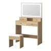 Oikiture Dressing Table Stool Set Vanity Desk Drawers Natural
