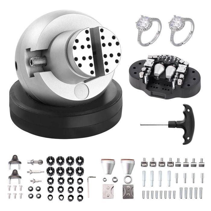 VEVOR Ball Vise 360°Rotation Engraving Block 69 PCS Attachment for Gemstone Inlay