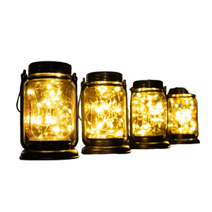 Lifebay Retro Glow: Set of 4 Vintage Mason Jar Solar Lights for a Timeless Christmas