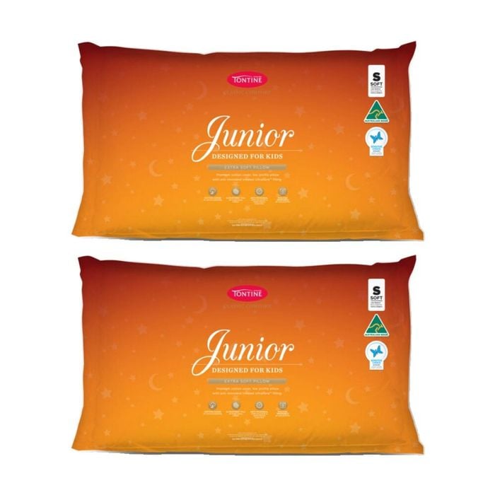 2PK Tontine Classic Comfort Junior/Childrens Pillow Low & Soft For Kids Standard