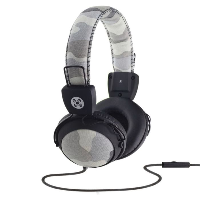 Moki Camo On The Go Portable Music Headphones w/ In-line Mic - Grey