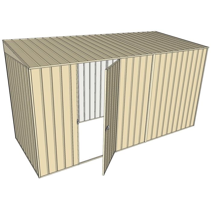 Build-a-Shed 1.5 x 3.7 x 2m Single Hinged Side Door Skillion Shed - Cream