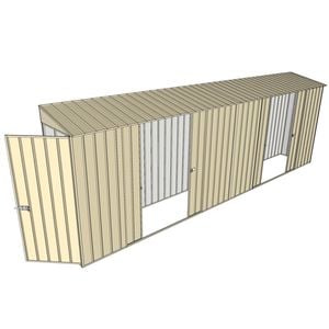 Build-a-Shed 0.8 x 6 x 2m Hinged Door Tunnel Shed with Dual Double Sliding Side Doors - Cream