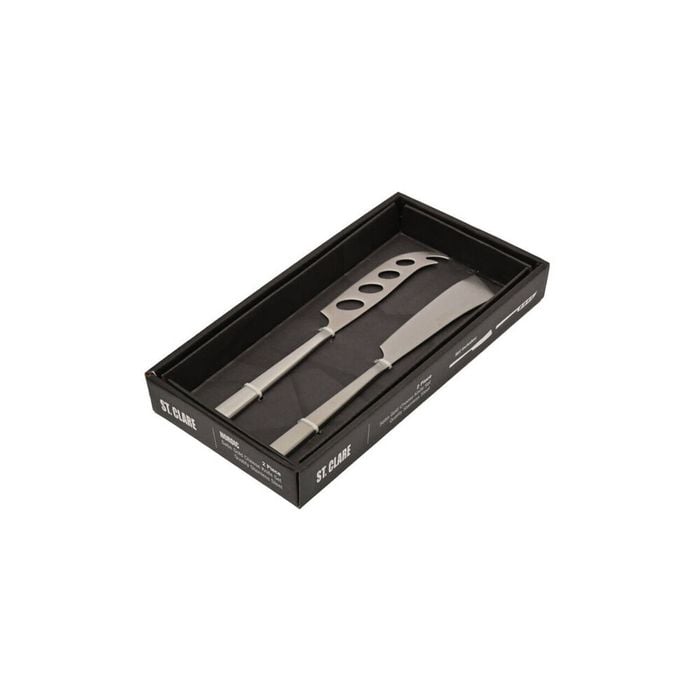 2pc St. Claire Cheese Knife Set Stainless Steel 4.0mm Matt Silver