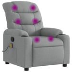 vidaXL Massage Recliner Chair Single Sofa Armchair Living Room Light Grey Fabric
