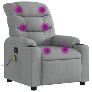 vidaXL Massage Recliner Chair Single Sofa Armchair Living Room Light Grey Fabric