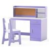 Costway Wooden Study Desk & Chair Set W/shelves Drawer Cabinet Purple