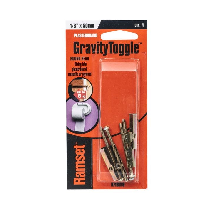 Ramset 1 / 8" x 50mm Round Head Gravity Toggles - 4 Pack
