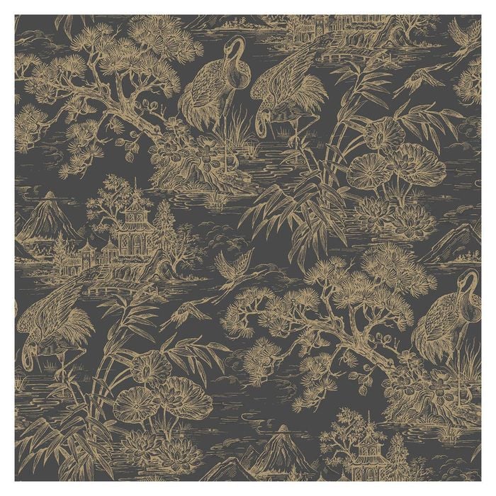 Natoru Charcoal Gold Wallpaper by Holden Decor  10.05m by  53cm