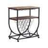 IHOMDEC Industrial Style Wine Rack Cart with Glass Holder Vintage Brown