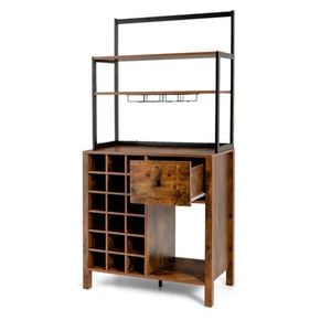 Costway 3-tier Kitchen Storage Cabinet Wine Rack Organiser Display Stand W/drawer