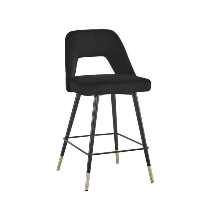 HomeStar Set of 2 Delphi Velvet Fabric Kitchen Bar Stool - Black