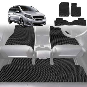 6D Diamond Car Floor Mats for Mercedes-Benz V-Class (3rd Gen, W447)2014-Current-Ultimate Set-Black-Outback GT