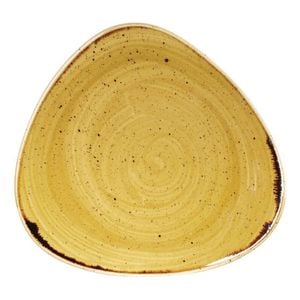 Churchill Stonecast Triangle Plate Mustard Seed Yellow 229mm Ceramic Tableware Dining Case Of 12