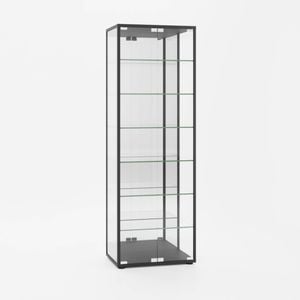 East Glass Display 7 Tier Cabinet Trophy Display Storage Shelf 2 Door Black