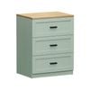 Oikiture Bedside Table 3 Drawers Nightstand Cabinet End Table Natural&green