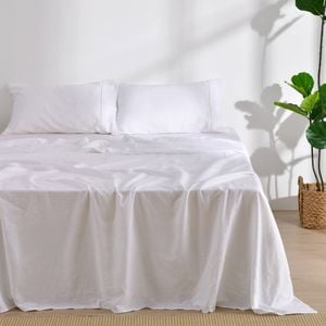 Dreamaker Linen Cotton Sheet Set White - King Bed