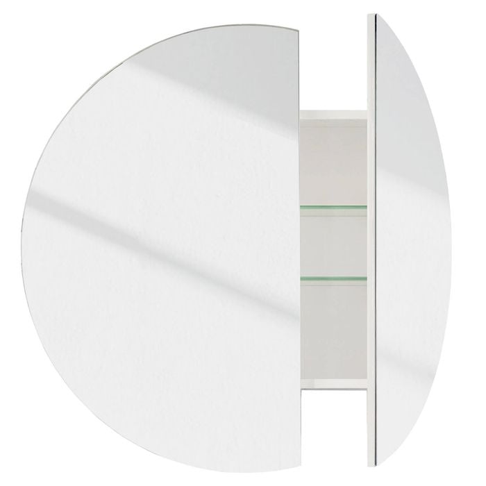 CIBO 800mm White Circle Mirrored Shaving Cabinet