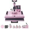VEVOR Heat Press Machine Pink 8 in 1 with 6-30 oz 360° Swing Away for T-Shirt