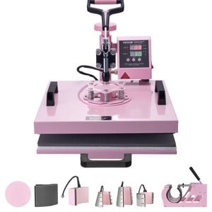 VEVOR Heat Press Machine Pink 8 in 1 with 6-30 oz 360° Swing Away for T-Shirt