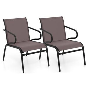 Costway Patio Fast-drying Dining Chairs Set Of 2 Outdoor Ergonomic