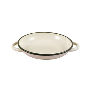 Urban Style Enamelware 22cm Ragout Plate w/ Green Rim - Cottage