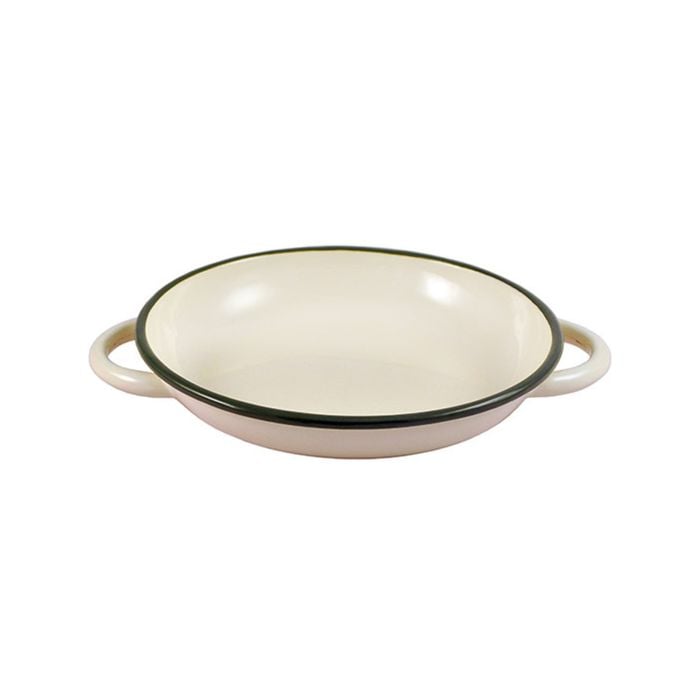 Urban Style Enamelware 22cm Ragout Plate w/ Green Rim - Cottage