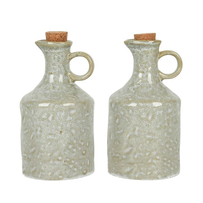 2pc NF Living Oil Vessel 450ml Ceramic Bottles Stoneware Kitchenware Green