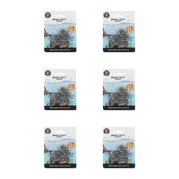 6PK Dudley's World Of Pets Aquarium/Fish Tank Small Ship Decor 13cm