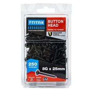Titan 8G x 25mm Black Button Head Screws - 250 Pack