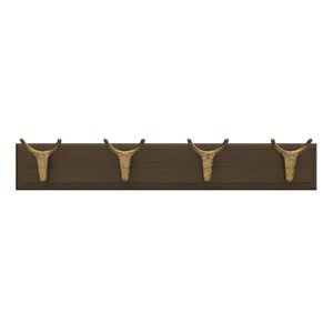 MODE 4 Brass Cow Hooks On Oak Board Hook Rack