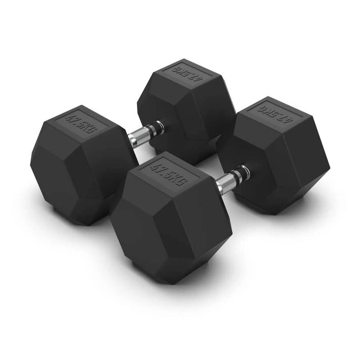 2 Pack of 47.5kg Dumbell - Total 95kg Hex Rubber Coat Iron Dumbells