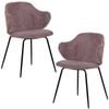 Set of 2 Dining Chairs with Corduroy Cord Fabric in Pink - Graphite | Dining Chair