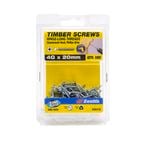 Zenith 4G x 20mm Zinc Plated Hinge-Long Thread Countersunk Head Timber Screws - 100 Pack