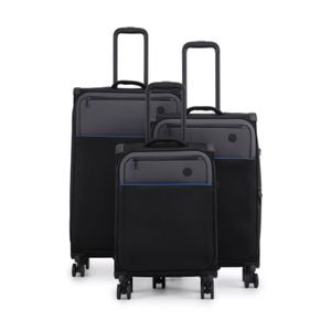 3pc Paklite Outline Travel Luggage Spinner Wheels Suitcase Set Black/blue